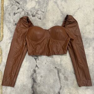 Women’s faux leather crop top size medium